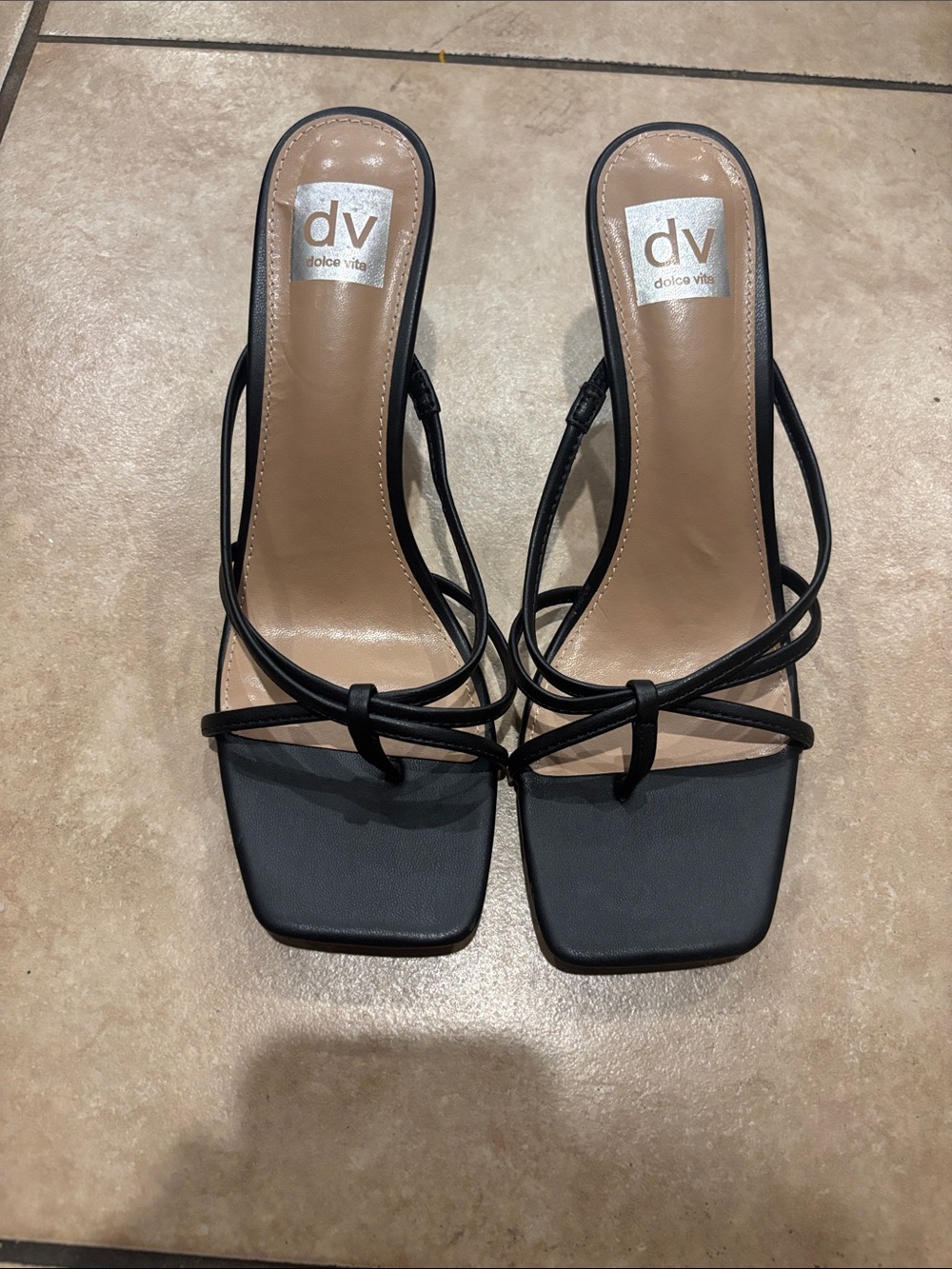 DV Dolce Vita Black Women's Zini Strappy Stiletto Heel Dress Sandals - Picture 5 of 8